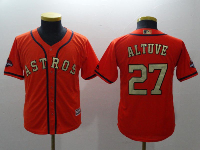 Youth Houston Astros 27 Altuve Orange Champion Edition MLB Jerseys